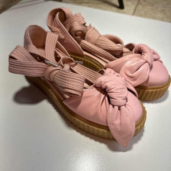 Fenty By Rihanna X Puma Pink Bow Creeper Chunky Platform Wrap Up Sneakers 6.5 - Picture 12 of 16